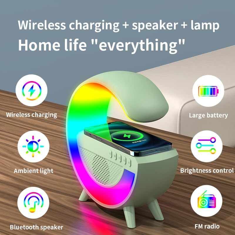 Smart G Shaped LED Lamp Wireless Charger Bluetooth Speaker Night Light Home Decoration