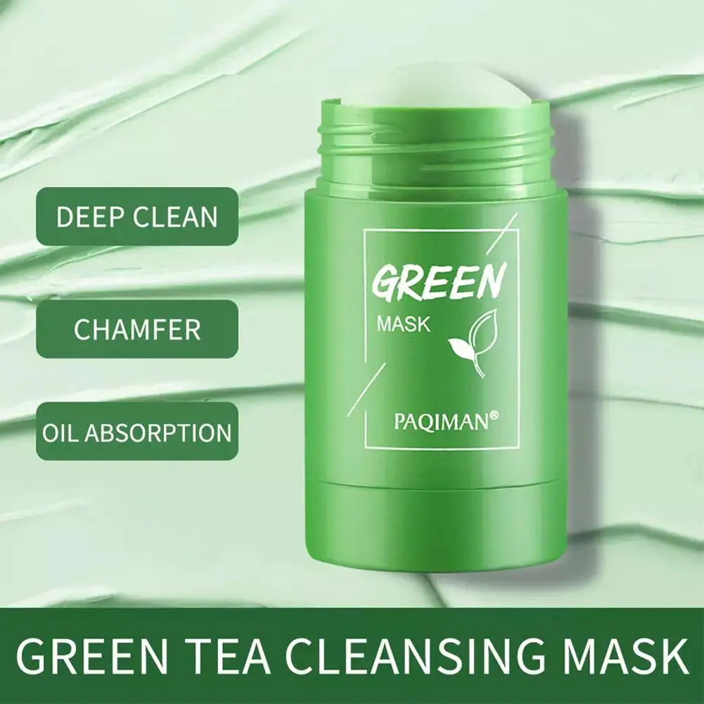 Green Tea Mask Stick Remove Blackheads Acne Deep Cleansing Purifying Clay Mask Oil Control Solid Mask Moisturizing